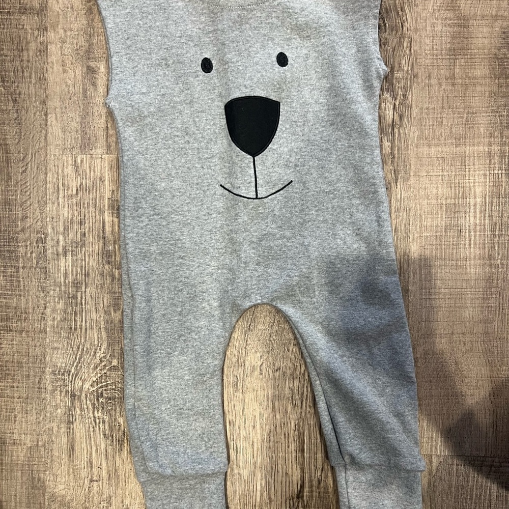 Gray Bear Face Kids One Piece